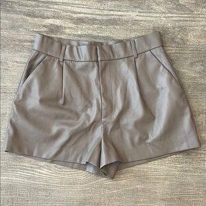 Zara High Waist Brown Faux Leather Shorts